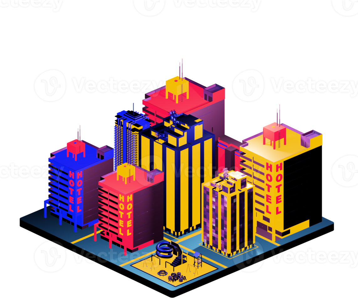 Isometric building arrangement png