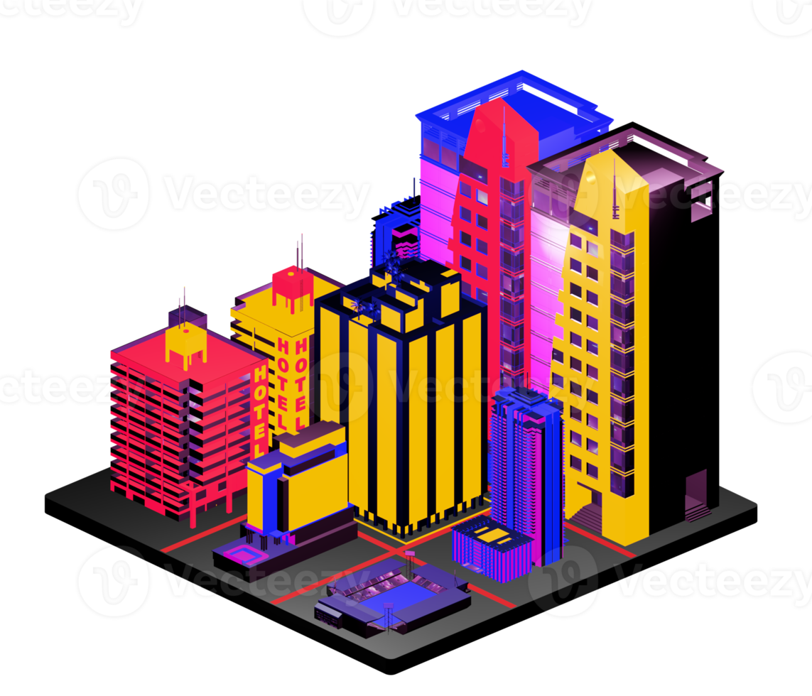 Retro isometric building png