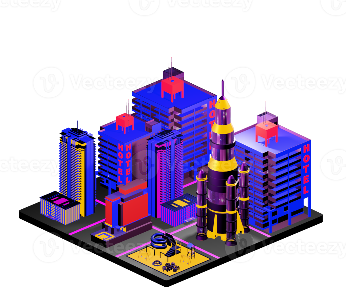 Isometric building arrangement png