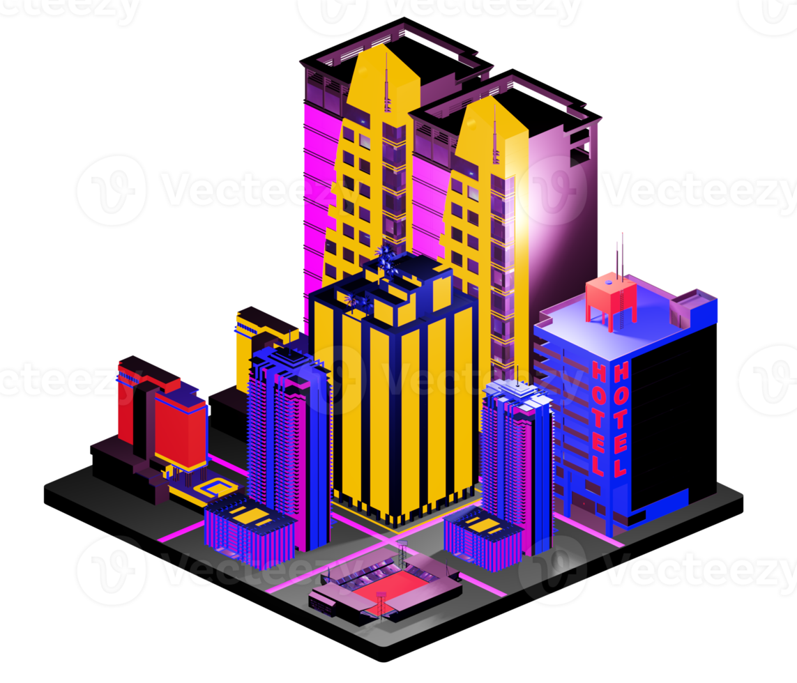 Retro isometric building png