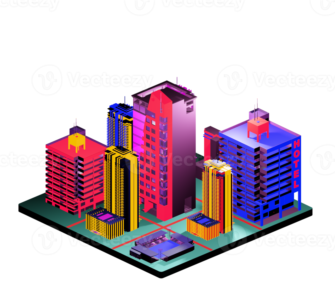 Isometric building arrangement png