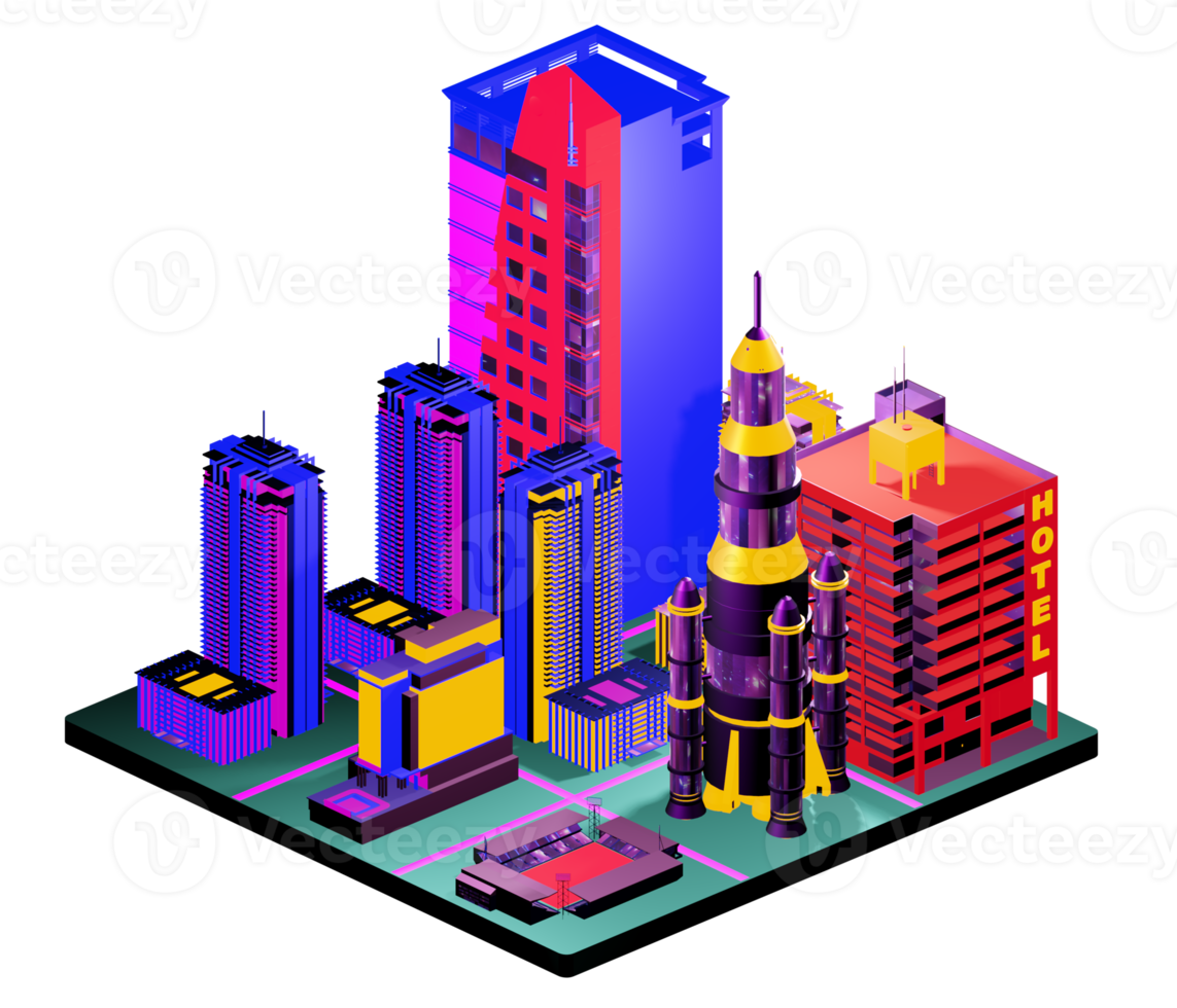 Isometric building arrangement png