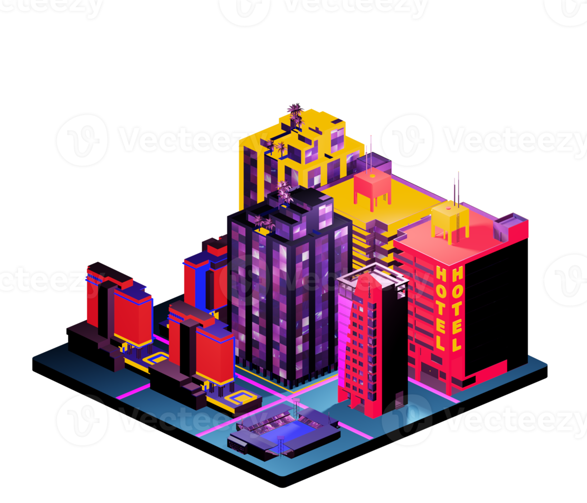 Isometric building arrangement png