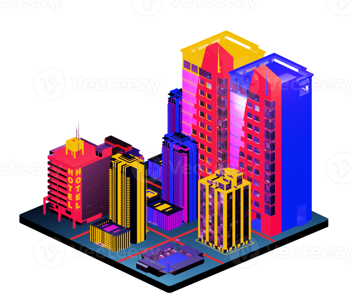 Retro isometric building png