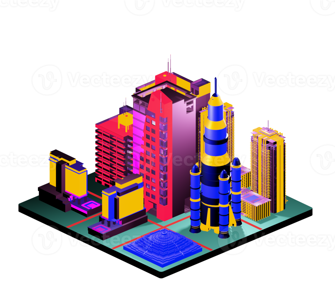 Isometric building arrangement png