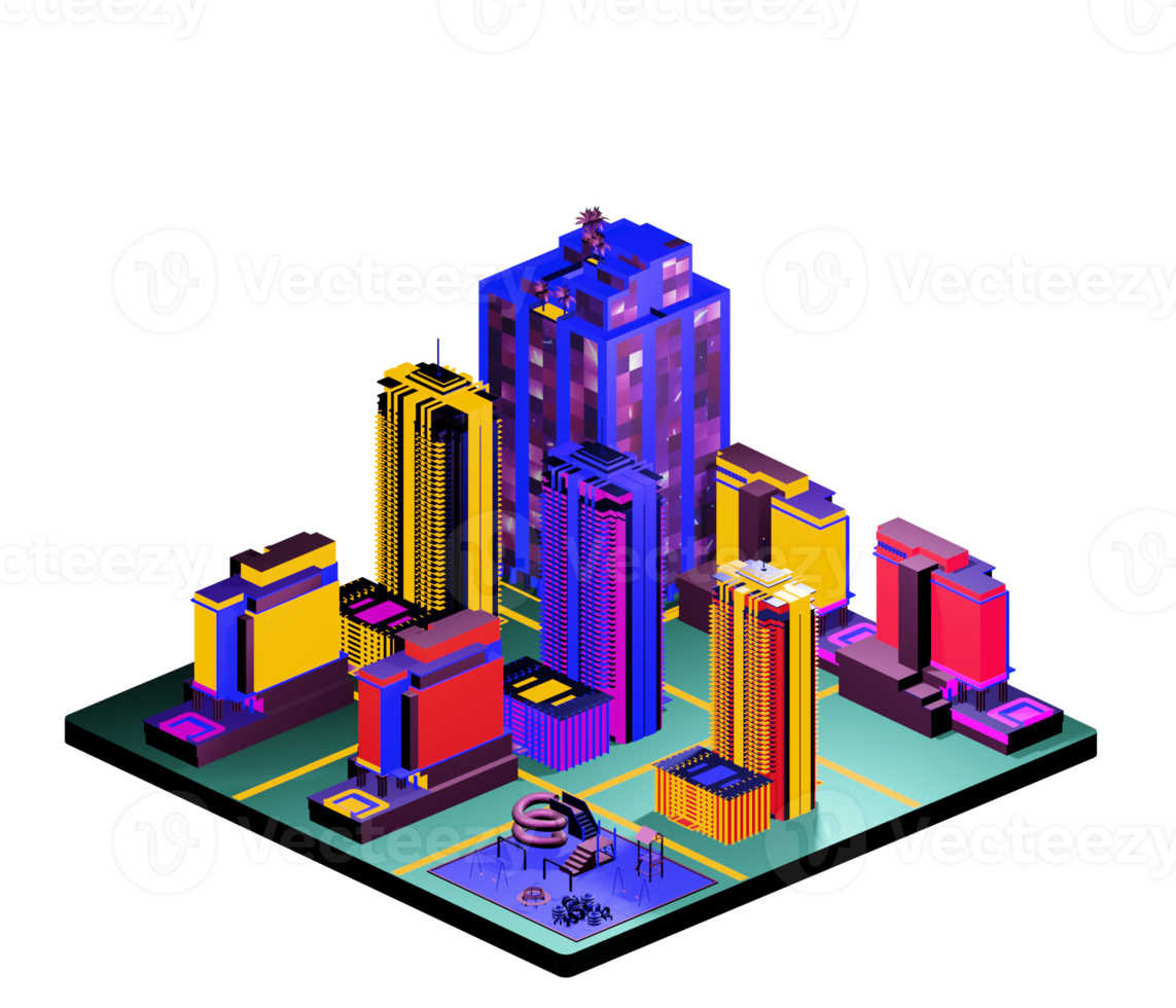 Isometric building arrangement png