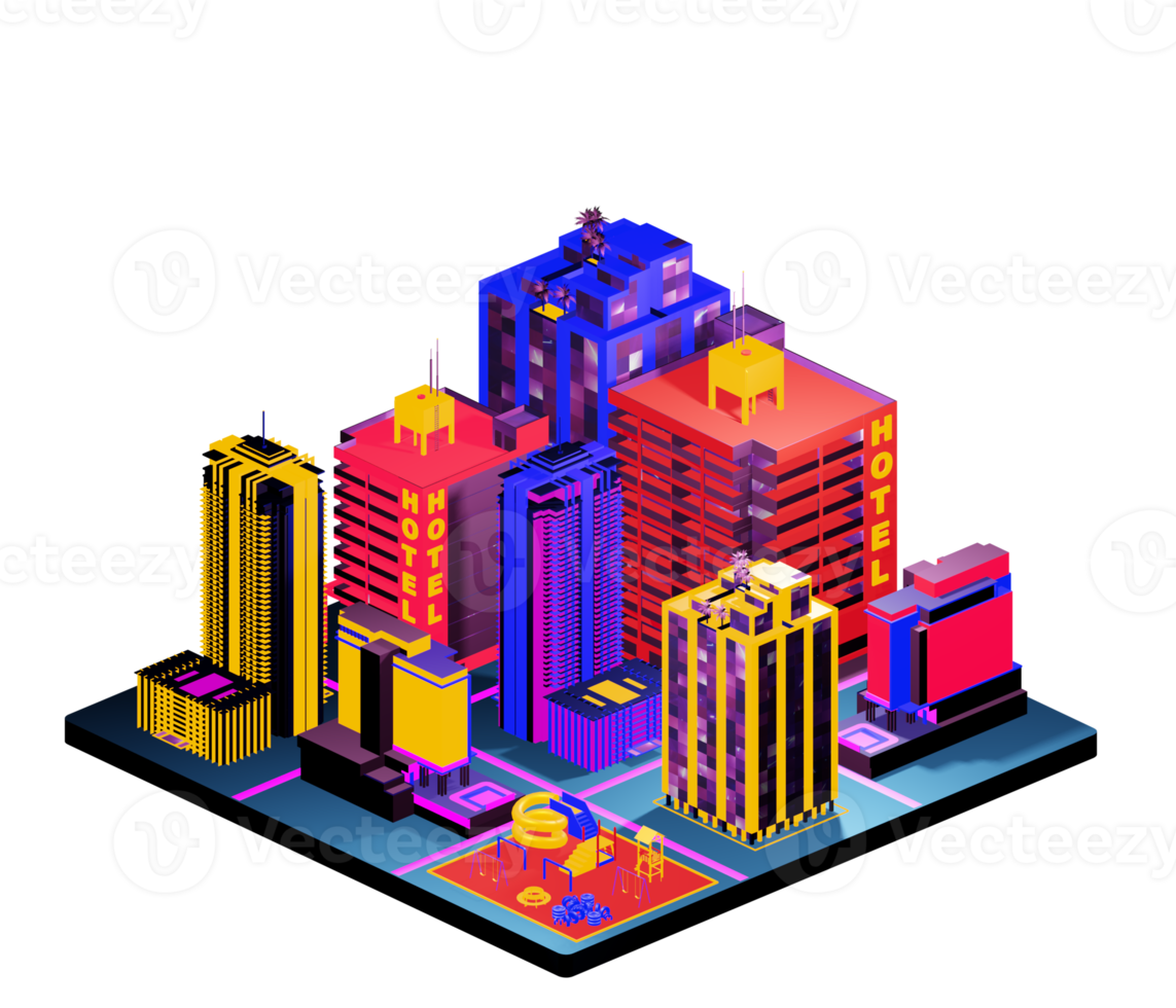 Isometric building arrangement png