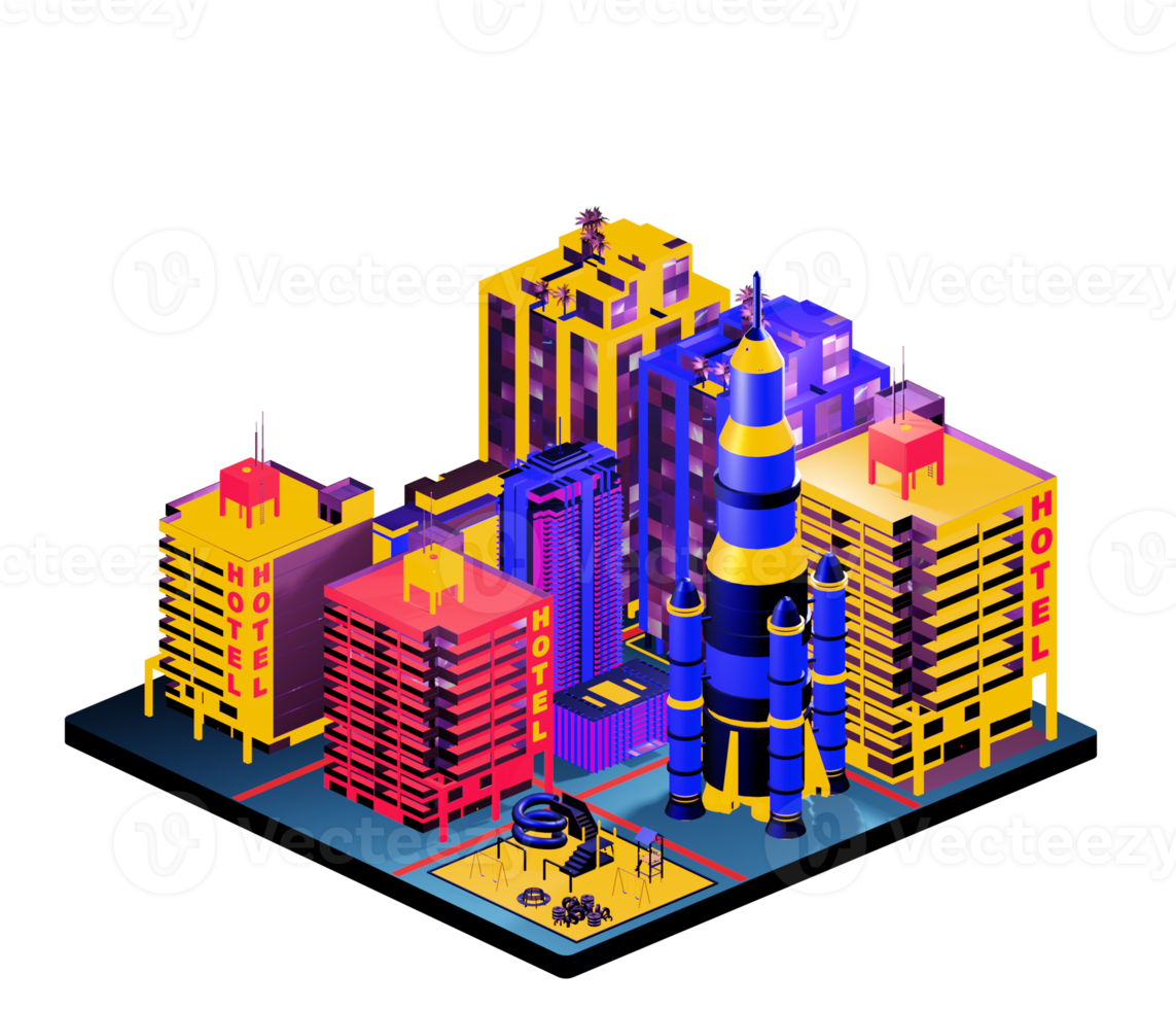 Isometric building arrangement png