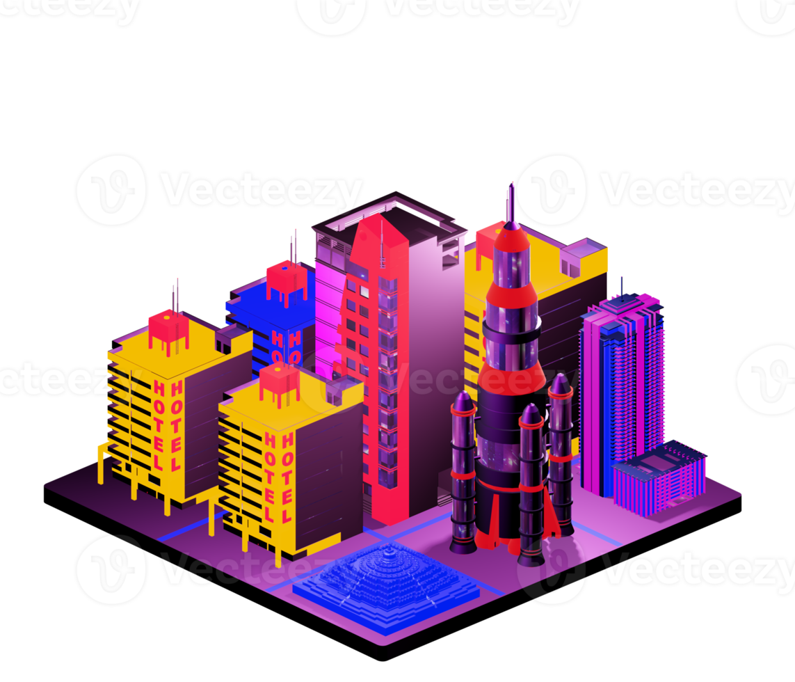 Isometric building arrangement png