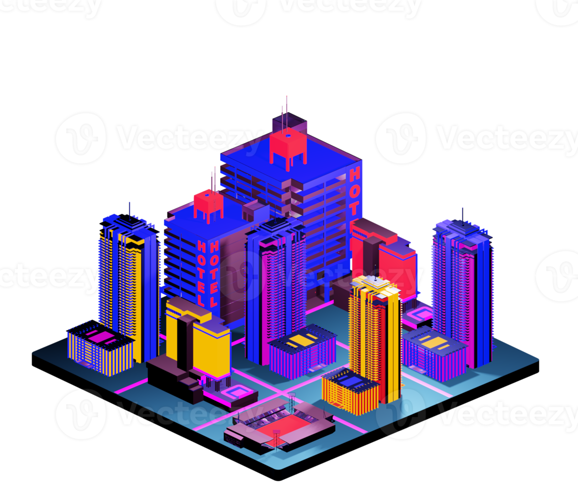 Isometric building arrangement png