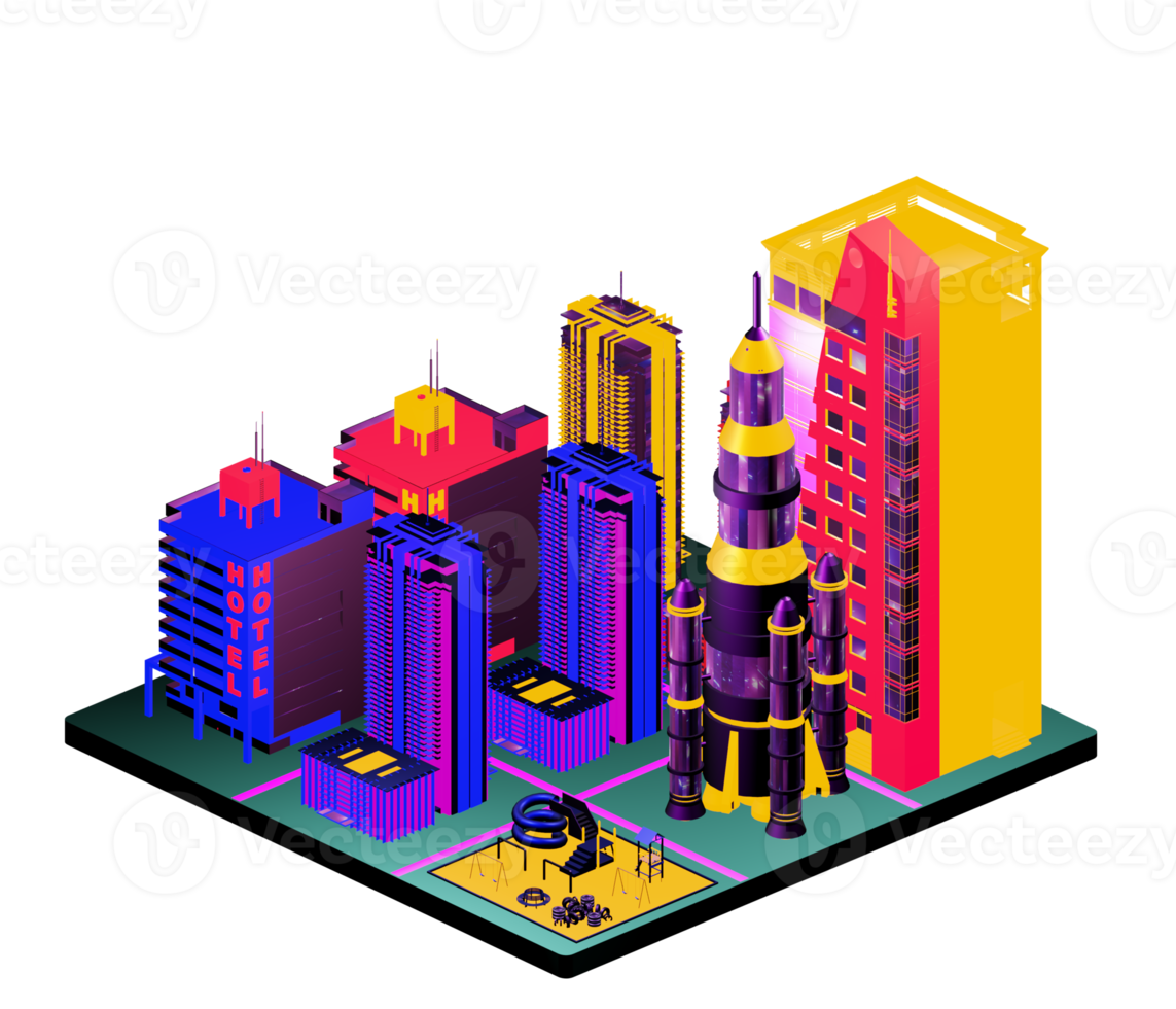 Isometric building arrangement png