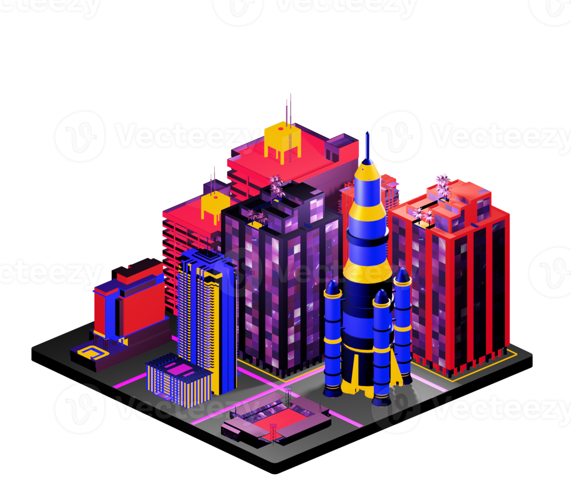 Retro isometric building png