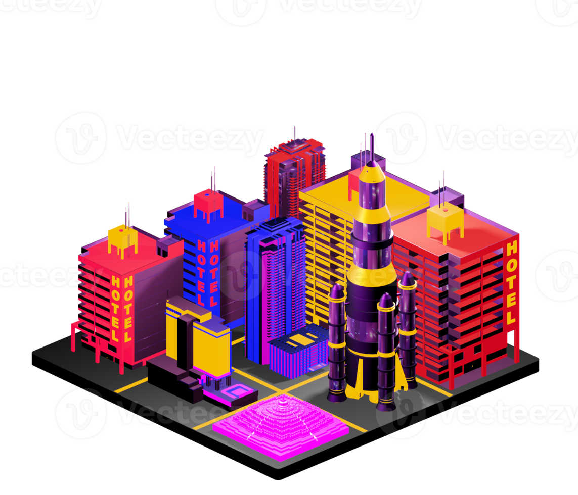 Isometric building in retro style png