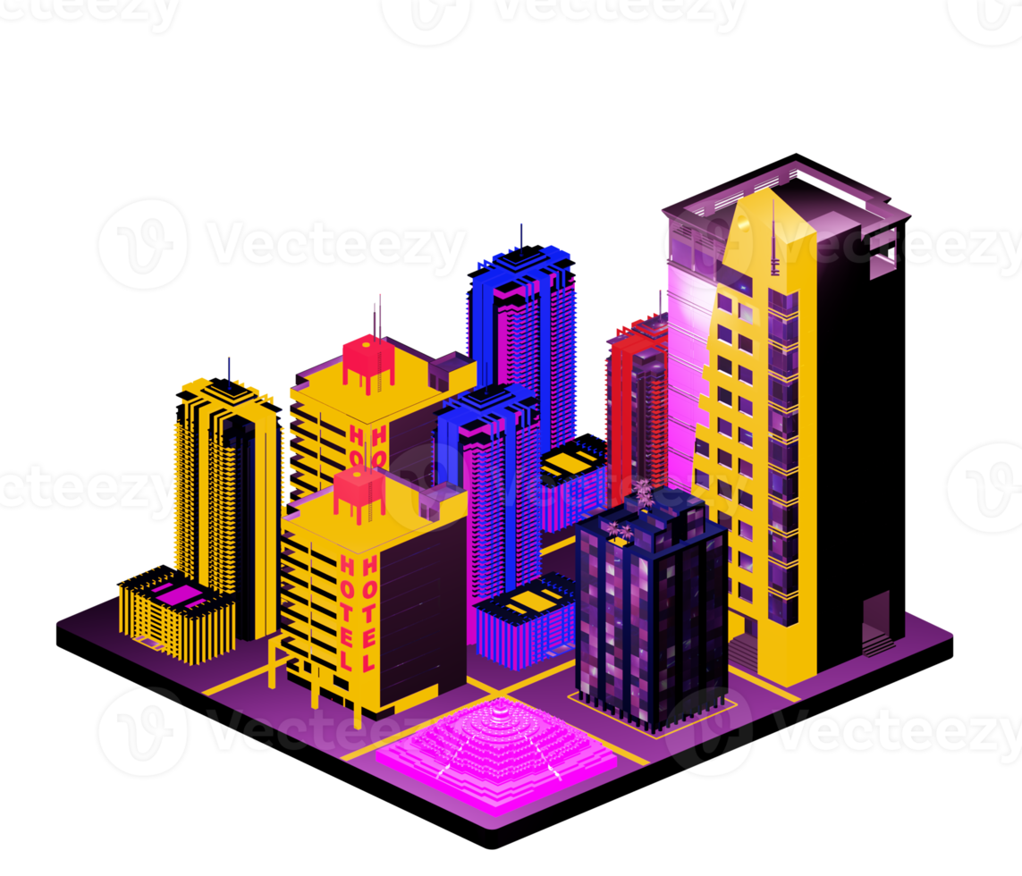 Retro isometric building png