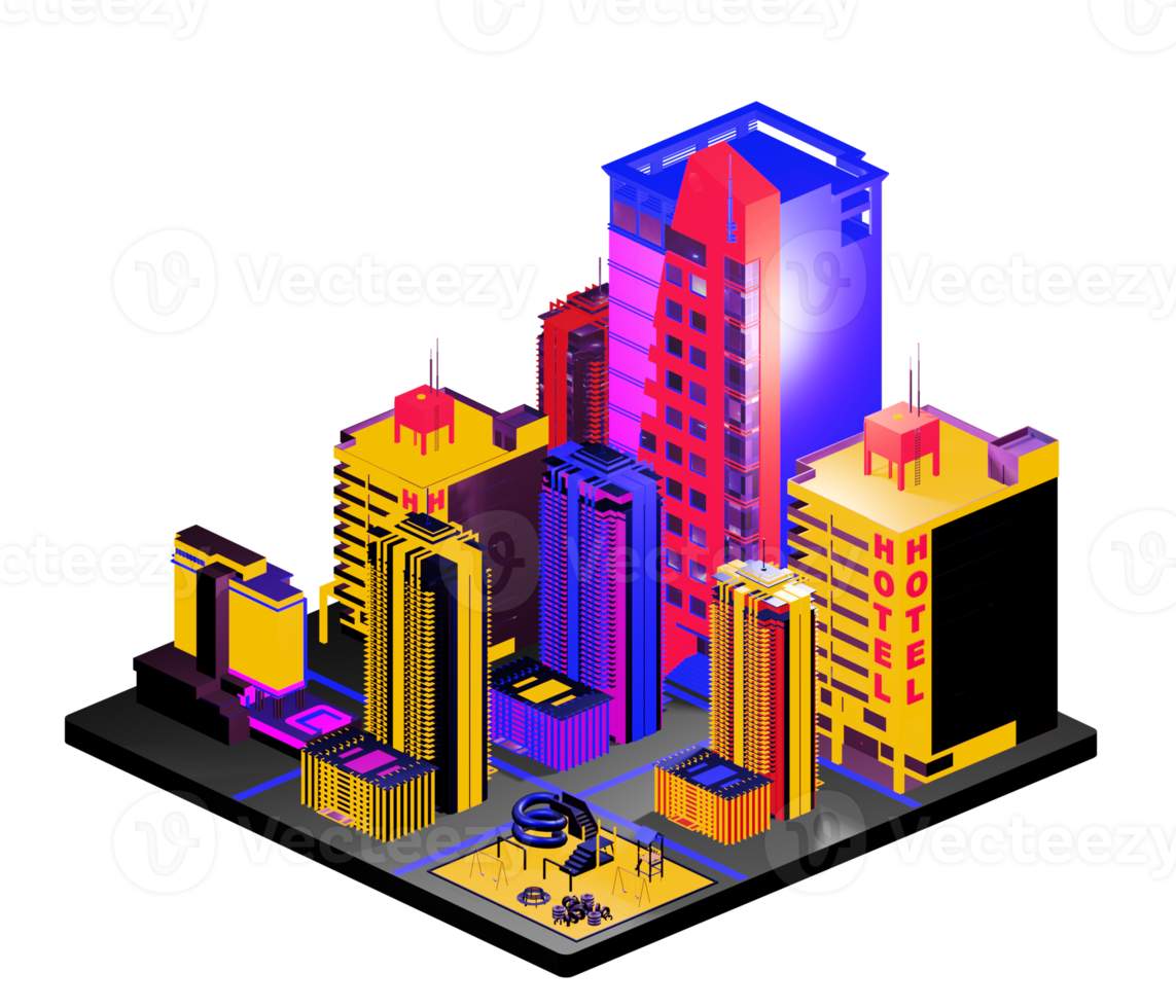 Isometric building in retro style png