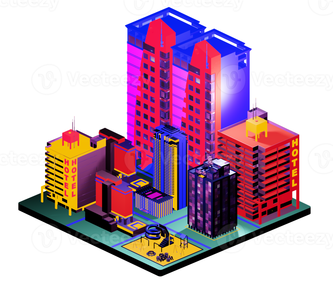 Isometric building in retro style png