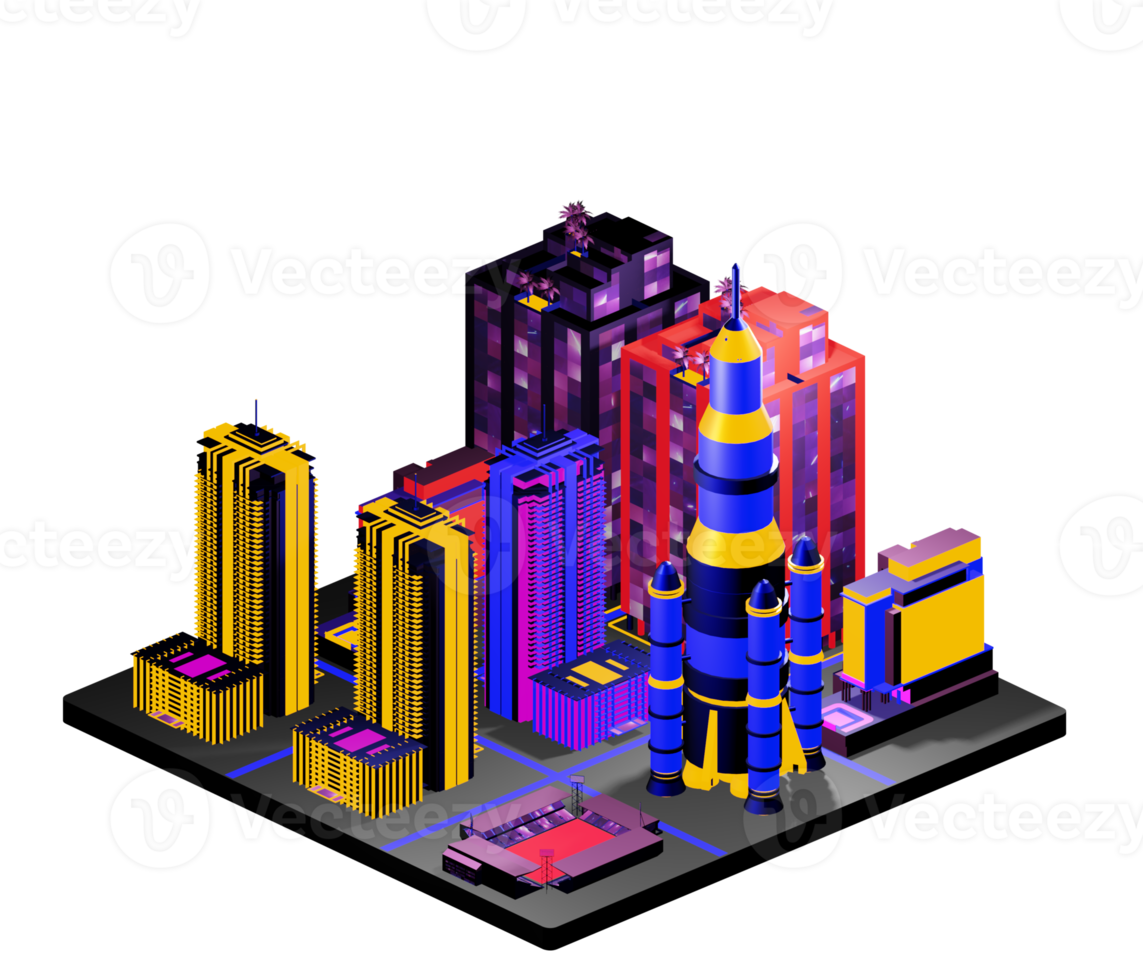 Isometric building in retro style png