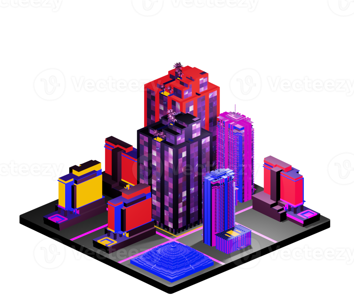 Isometric building in retro style png