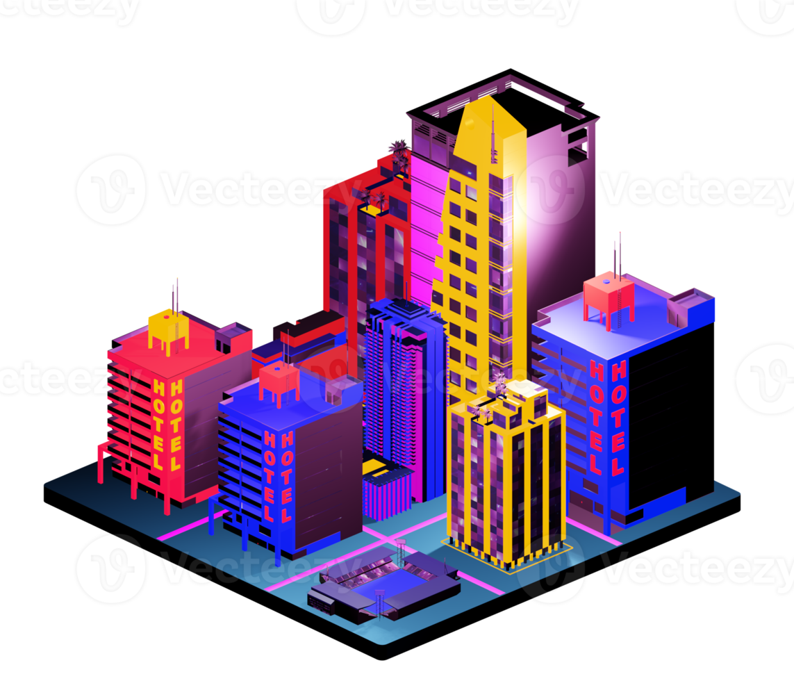 Isometric building arrangement png