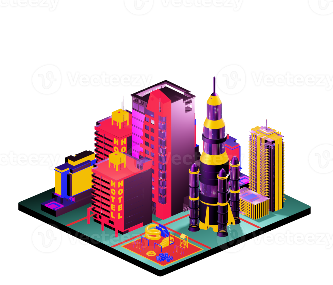 Isometric building arrangement png