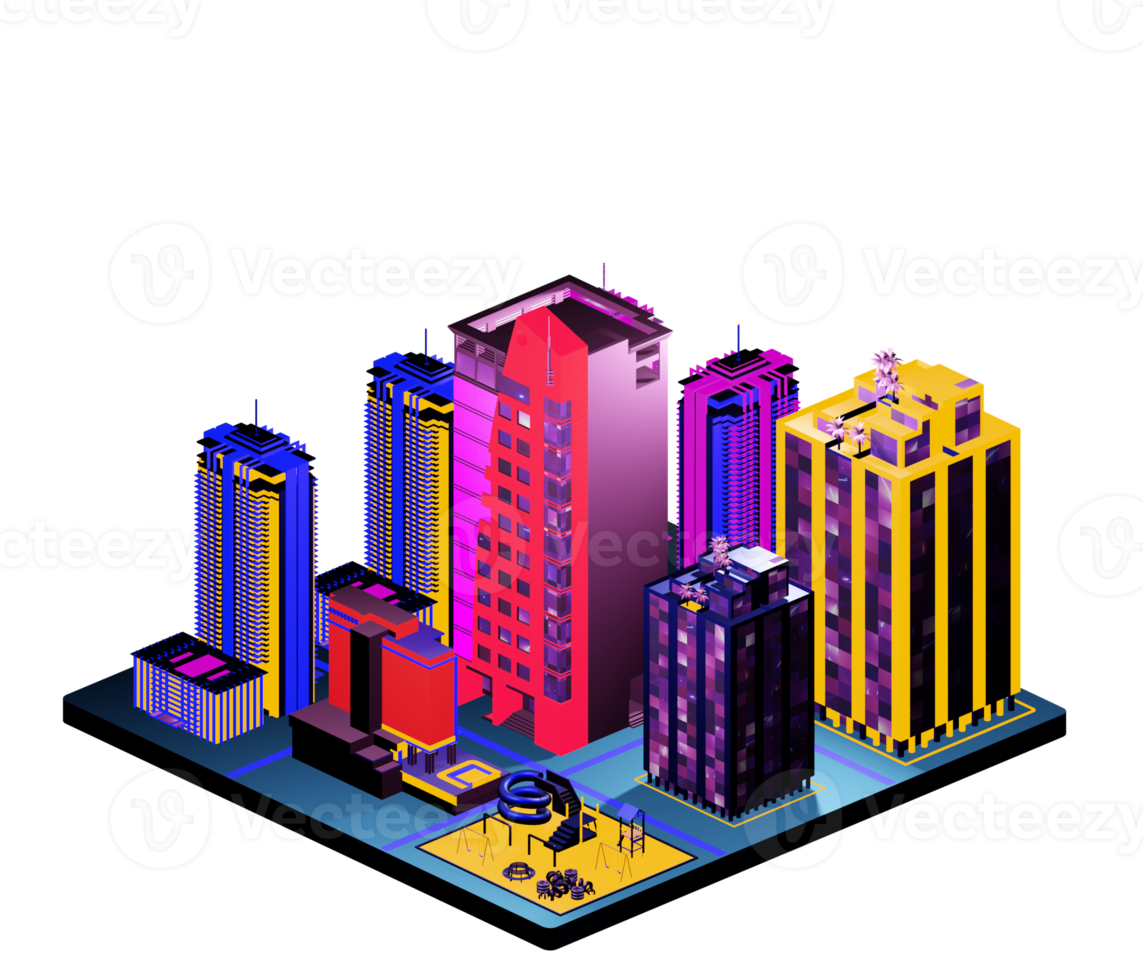 Isometric building arrangement png