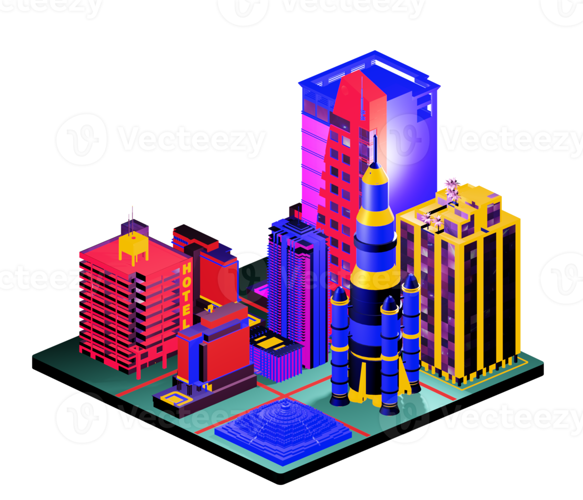 Isometric building arrangement png