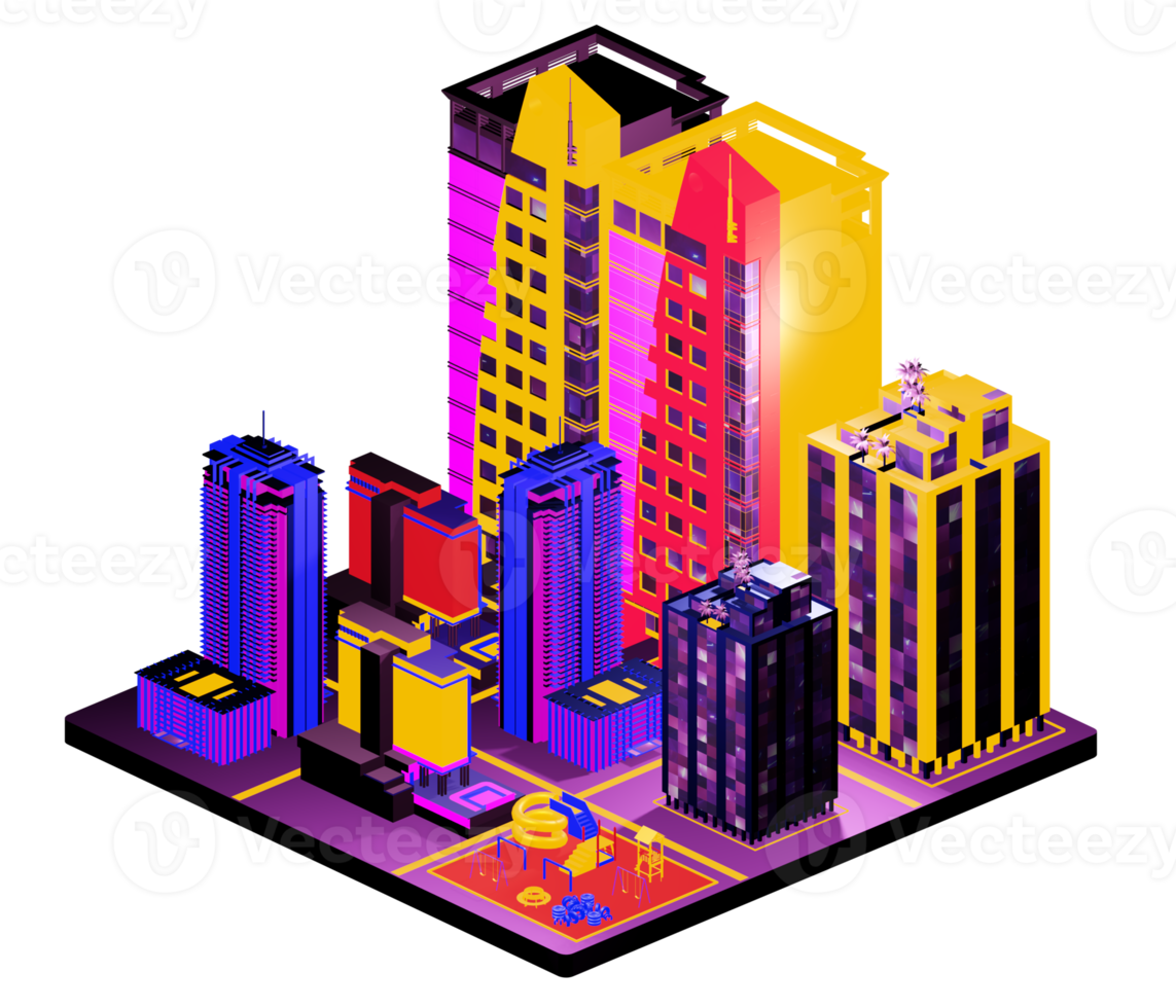 Isometric building in retro style png