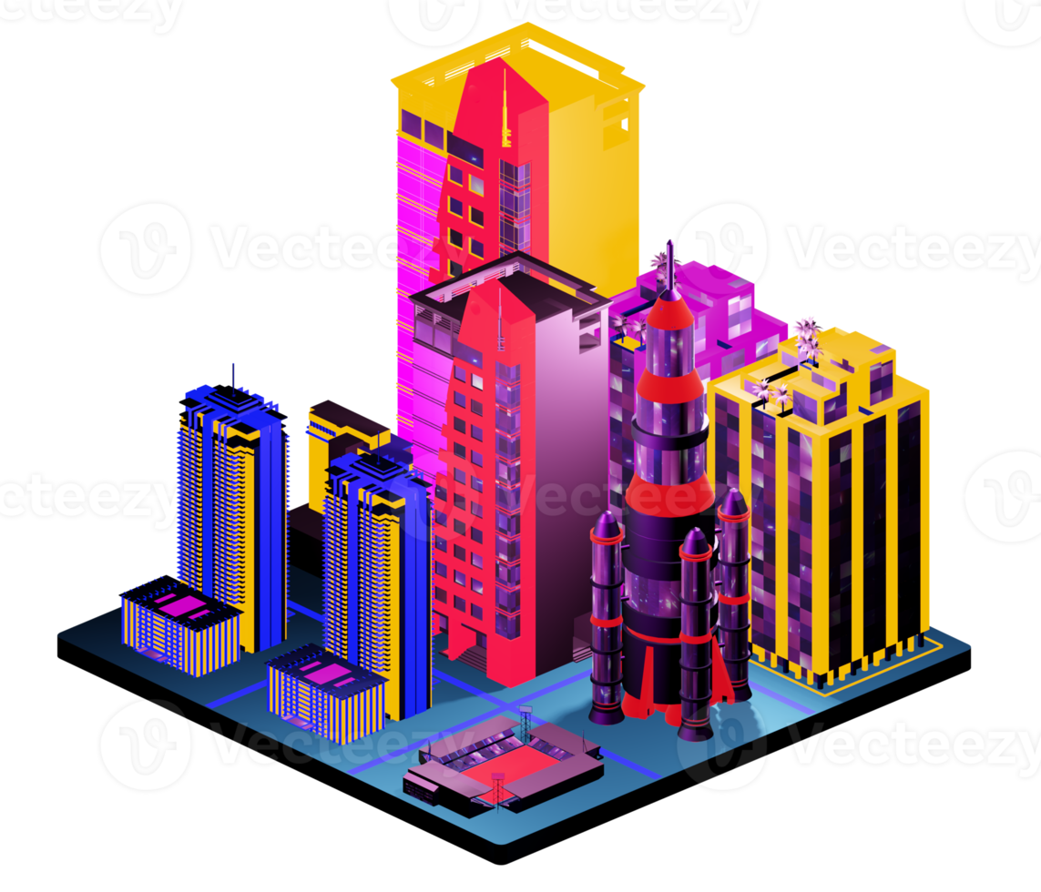 Isometric building arrangement png