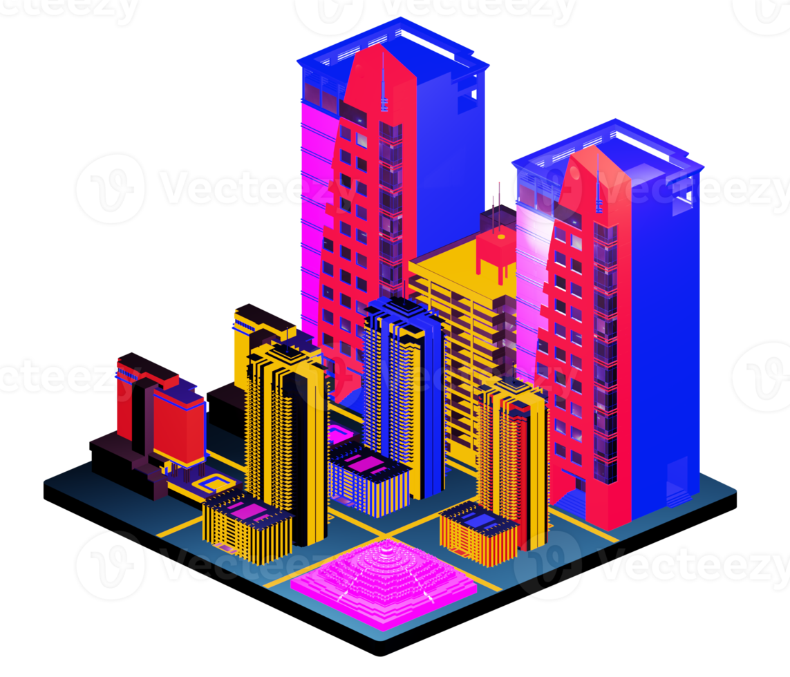 Isometric building arrangement png