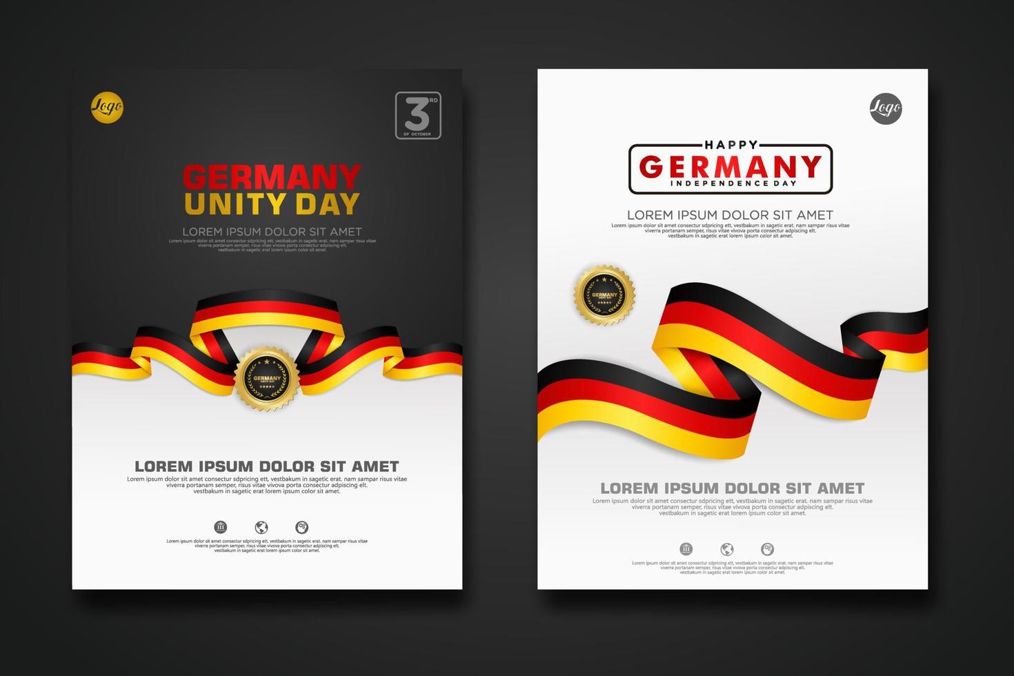 Set poster design Germany unity day background template vector