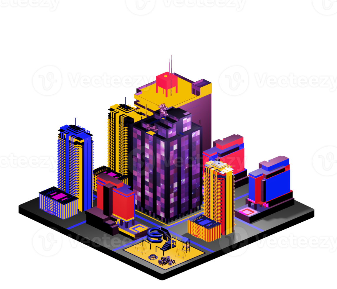 Isometric building arrangement png