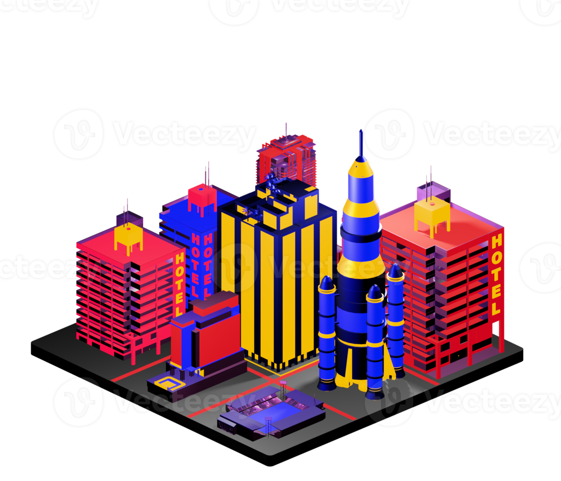 Isometric building arrangement png