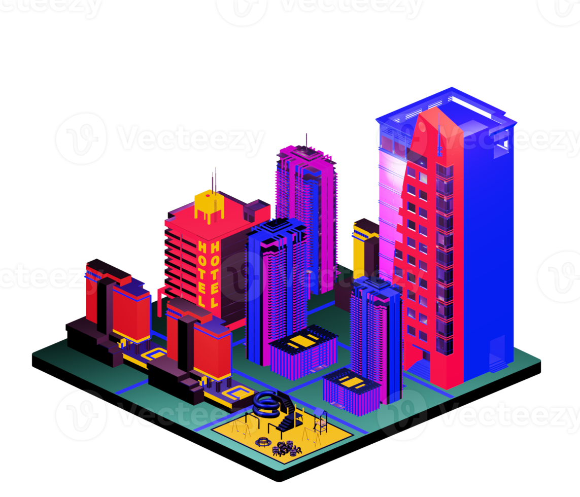 Isometric building arrangement png