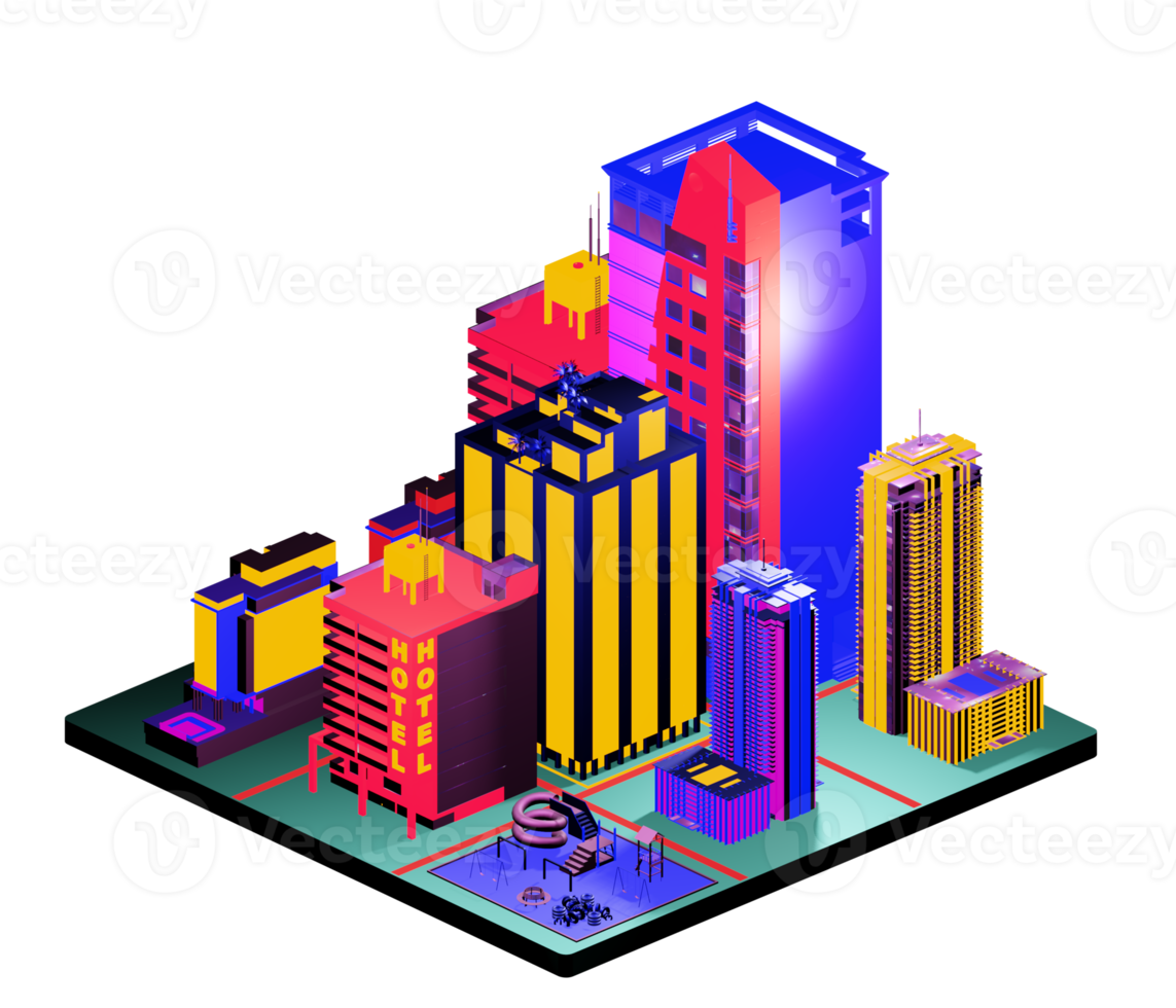 Isometric building arrangement png