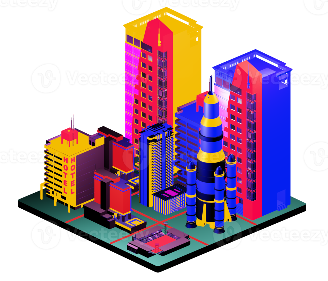 Retro isometric building png