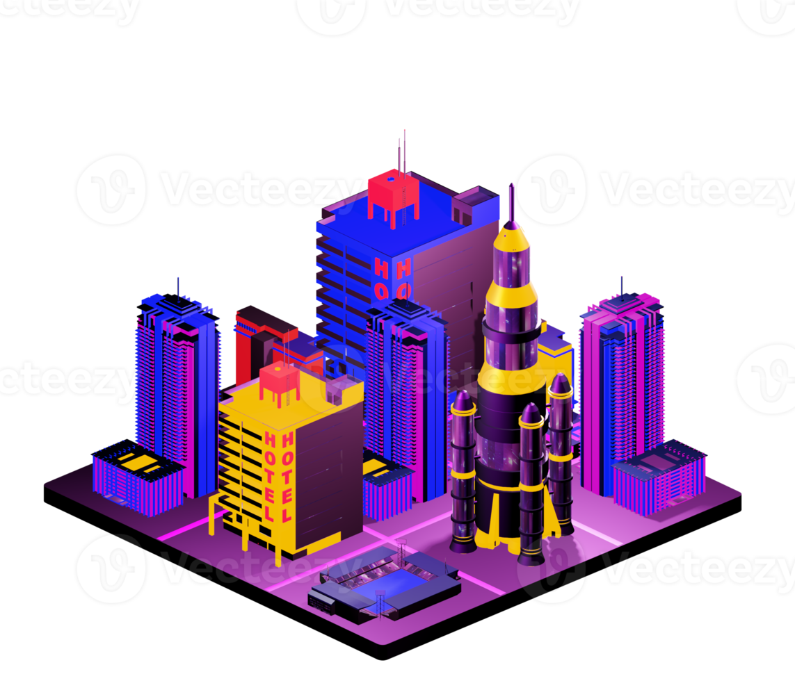 Isometric building arrangement png