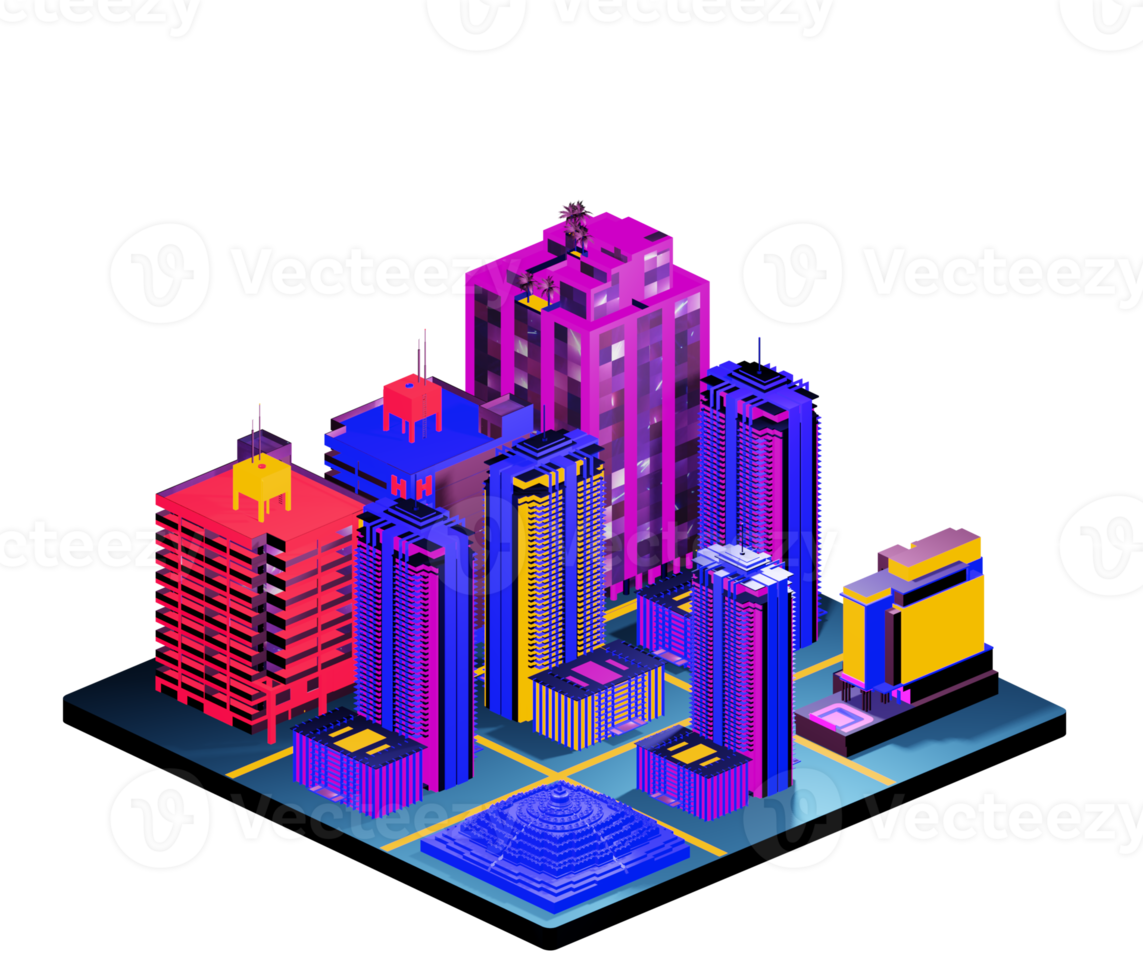 Isometric building in retro style png