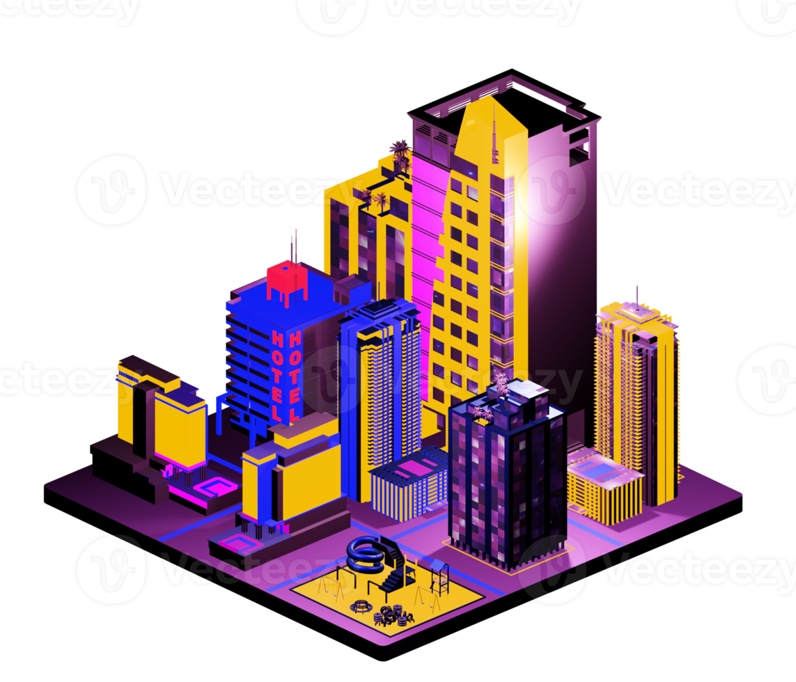 Retro isometric building png