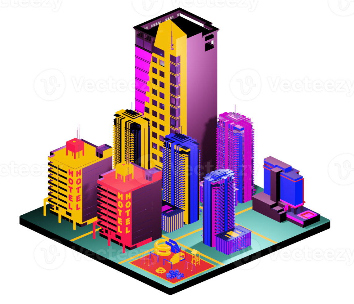 Isometric building in retro style png