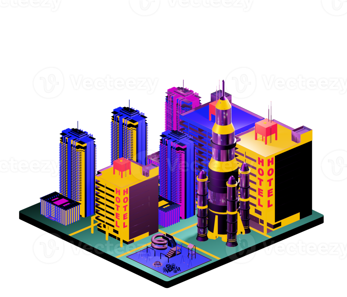 Isometric building arrangement png