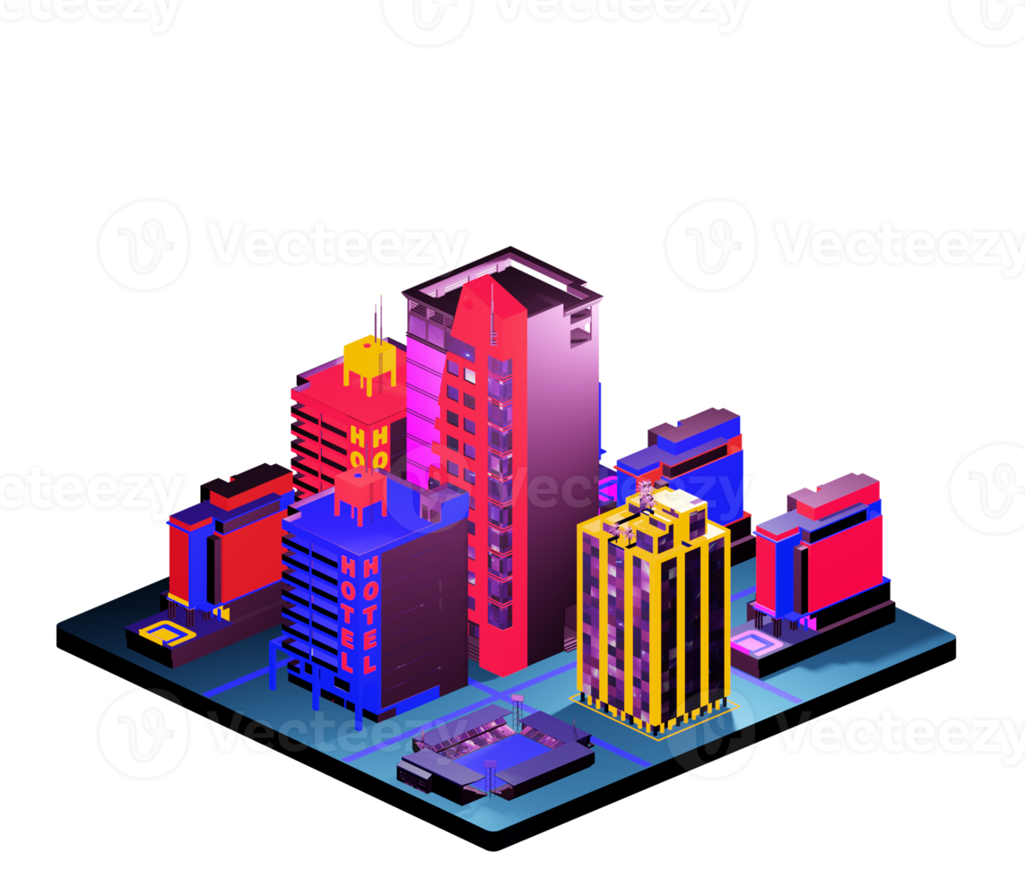 Retro isometric building png