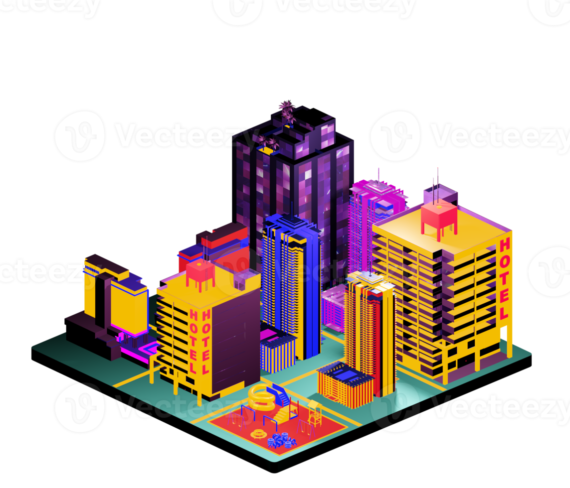 Isometric building arrangement png