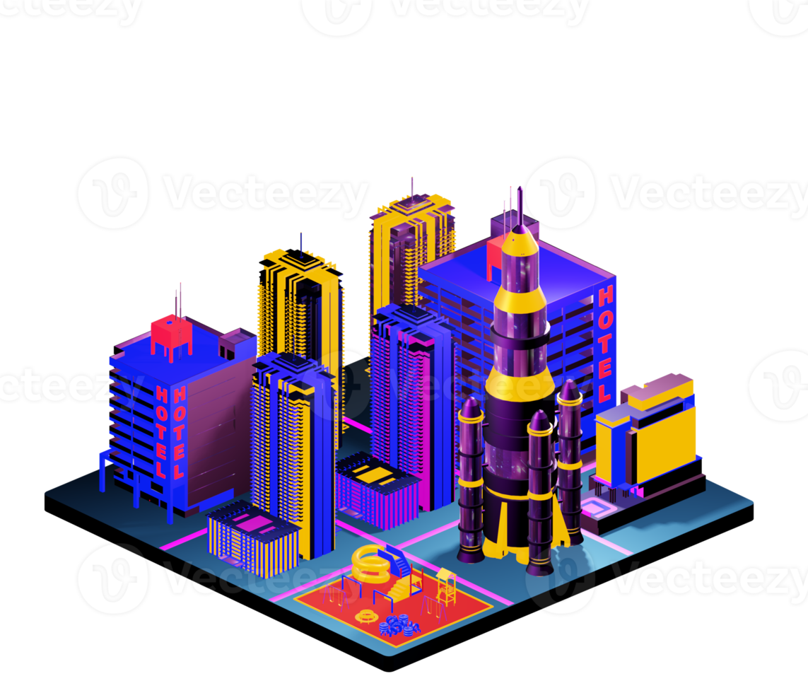 Isometric building arrangement png