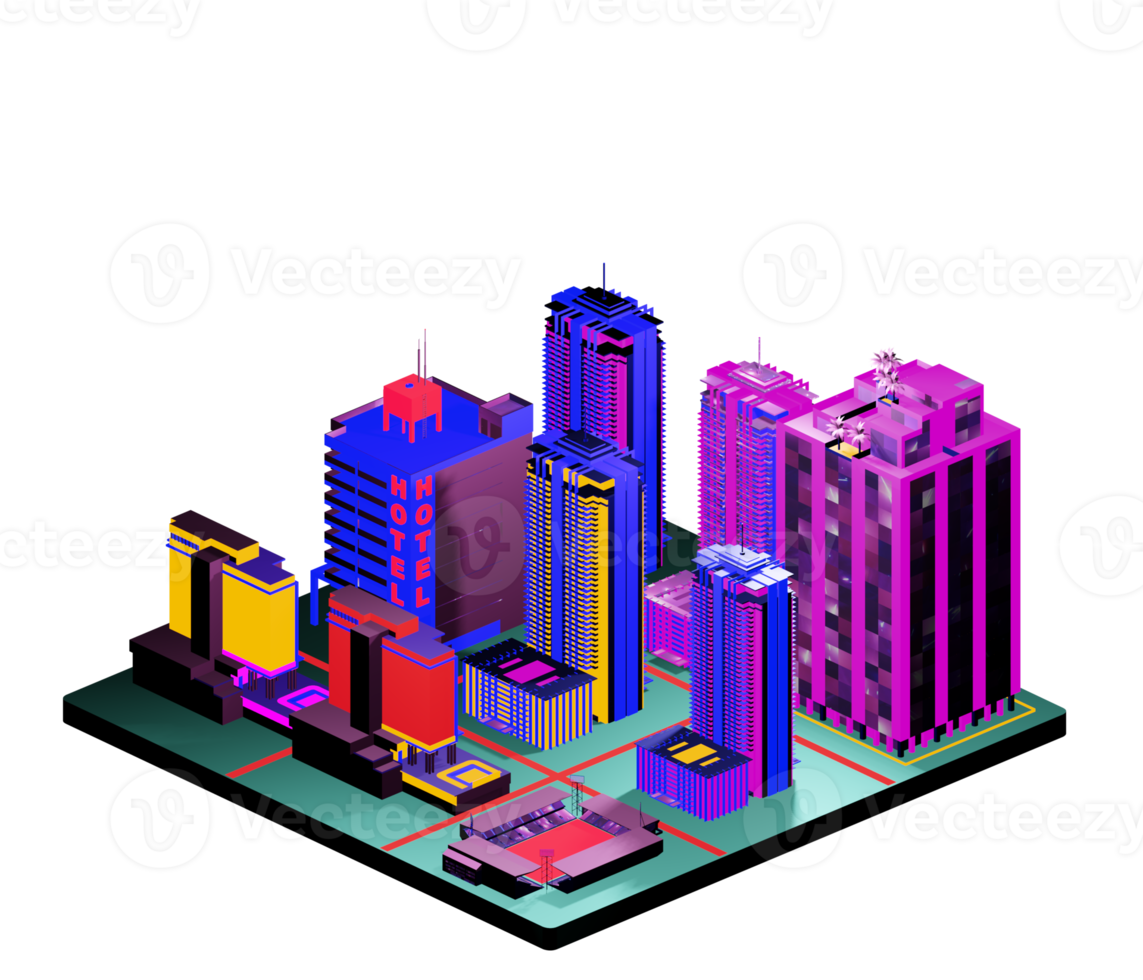 Isometric building arrangement png