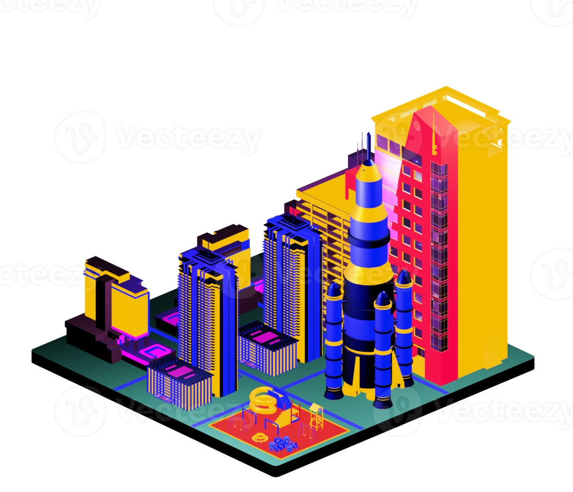 Isometric building arrangement png