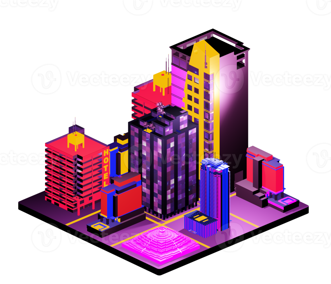 Retro isometric building png