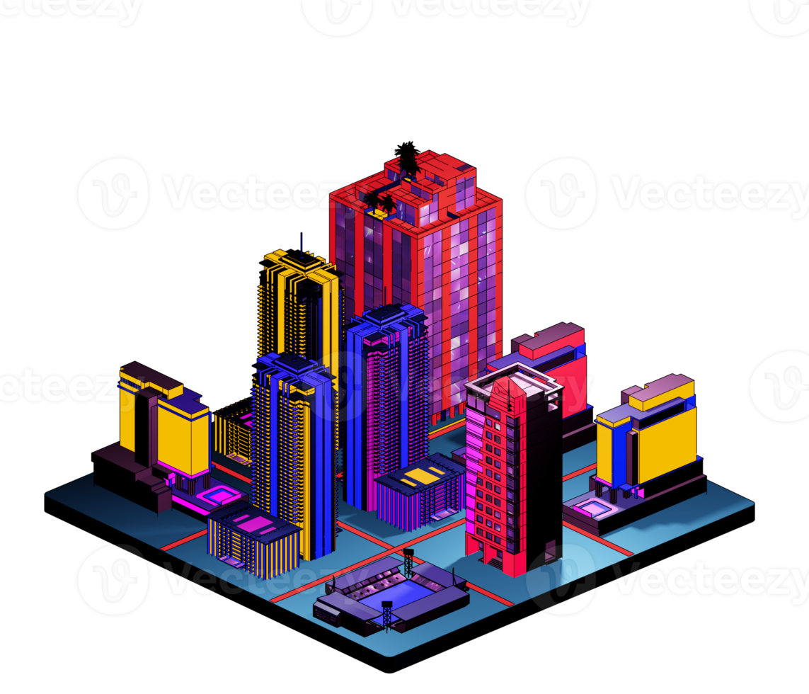 Retro isometric building png