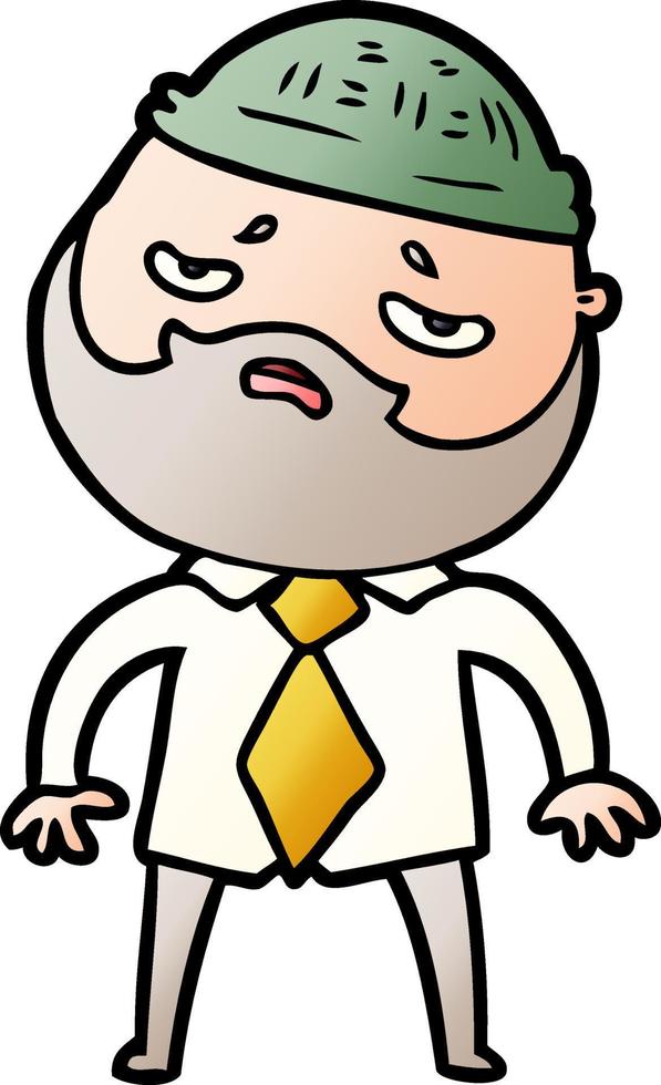 caricatura, preocupado, hombre, con, barba vector