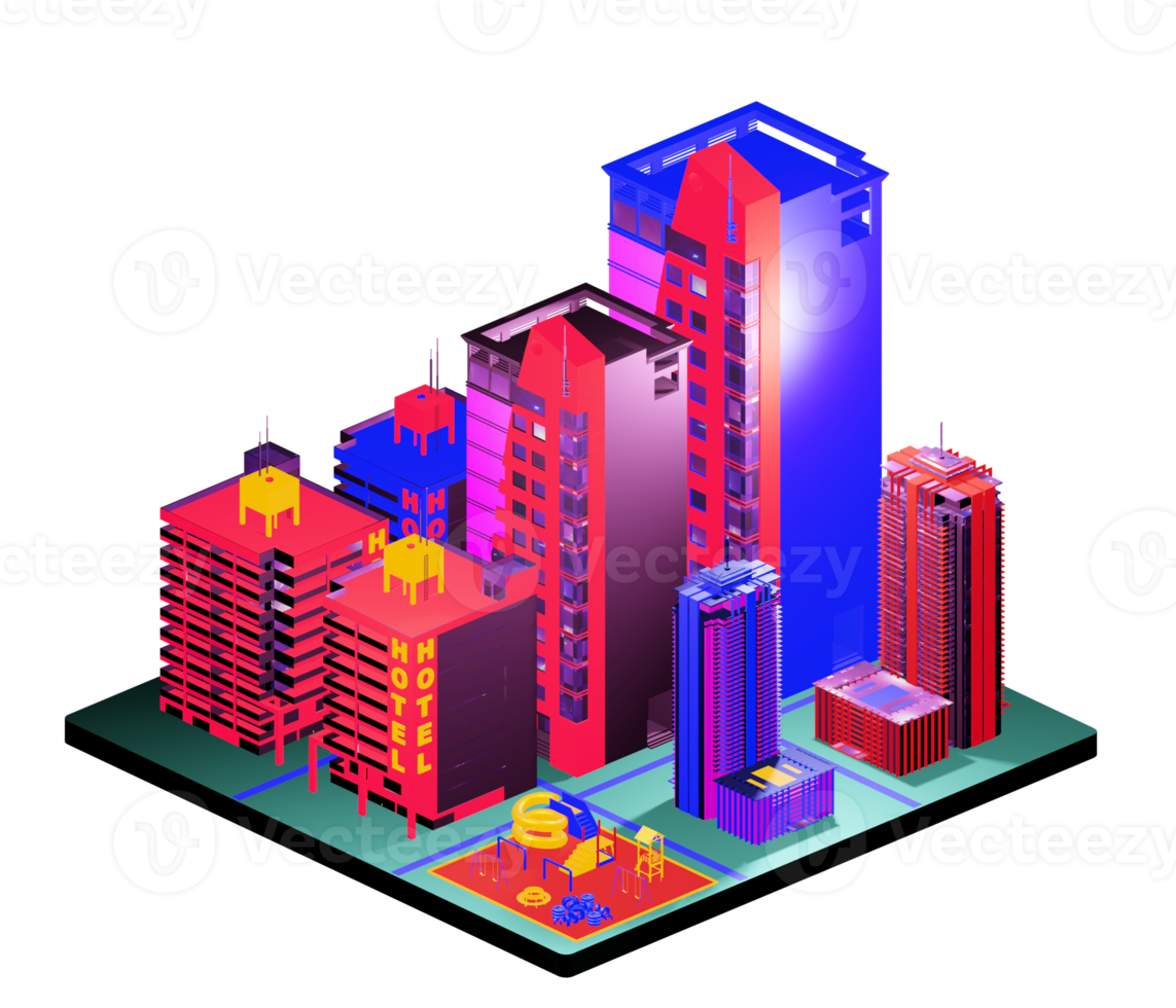 Isometric building arrangement png