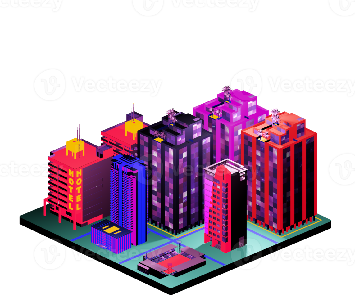 Isometric building arrangement png